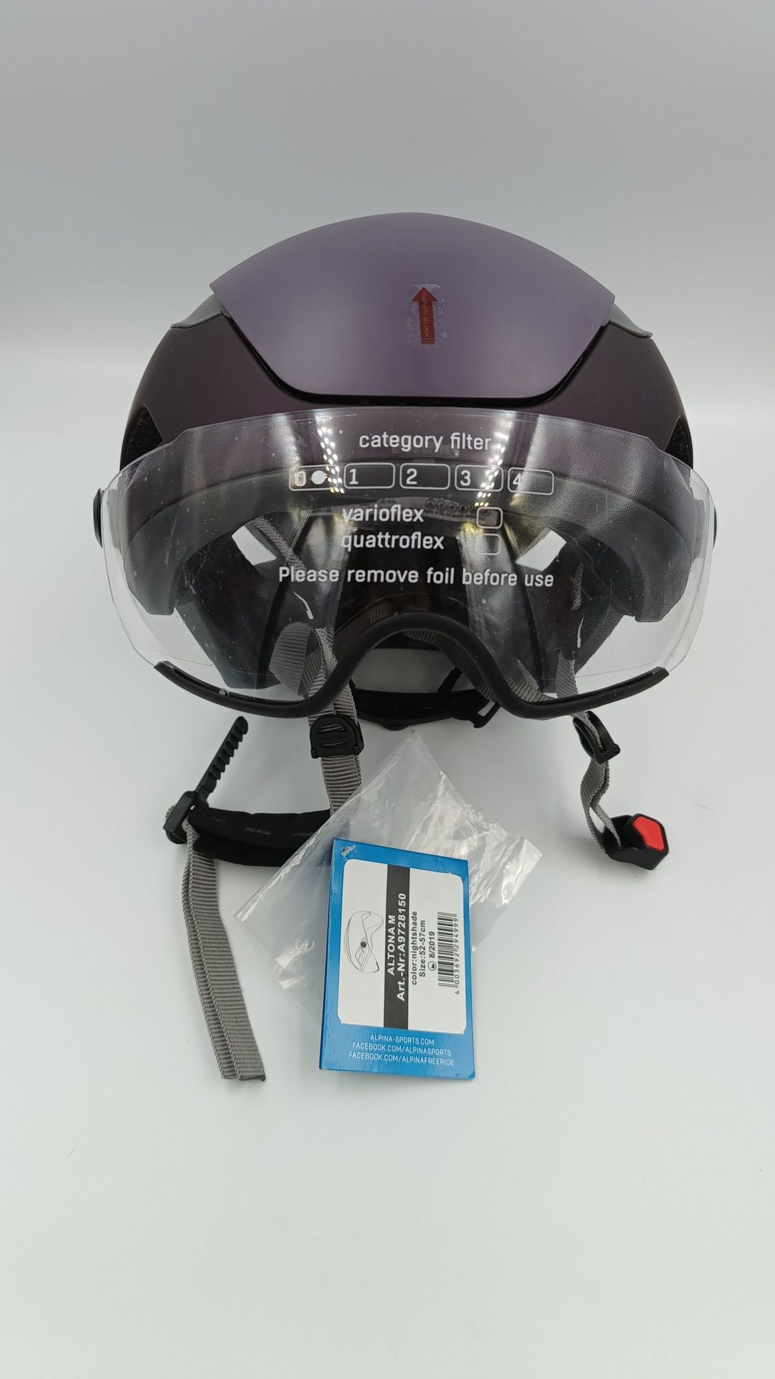Kask Alpina Altona M 52-57 cm led fioletowo szary z goglami