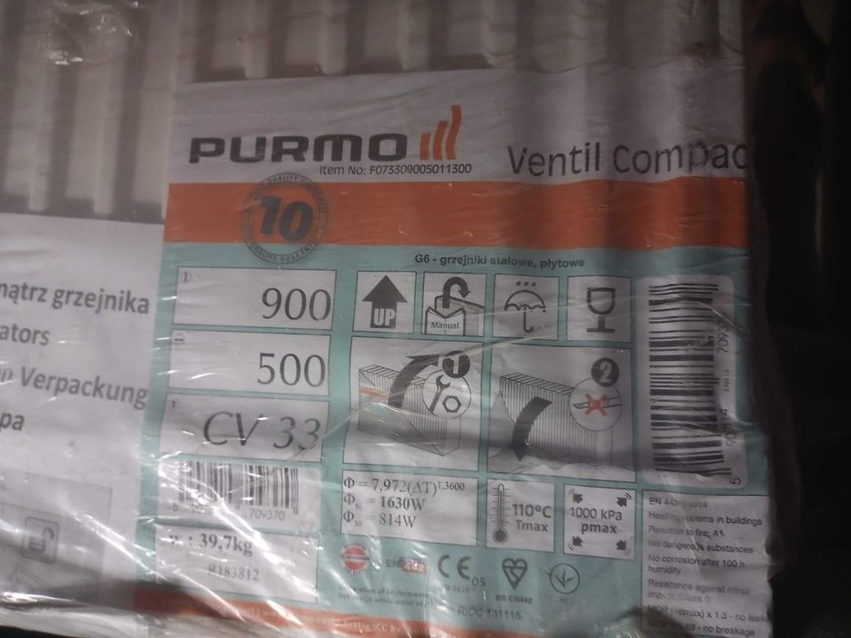 Nowy grzejnik Purmo Ventil Compact CV33 500x900