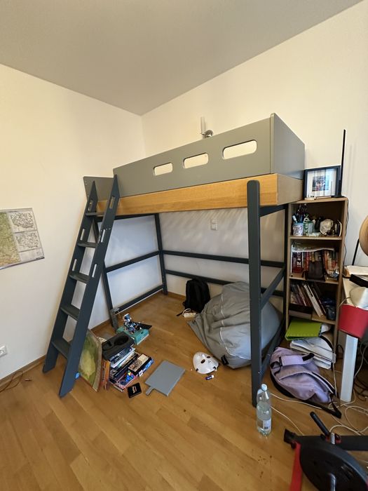 Lożko piętrowe FLEXA z materacem 90x200