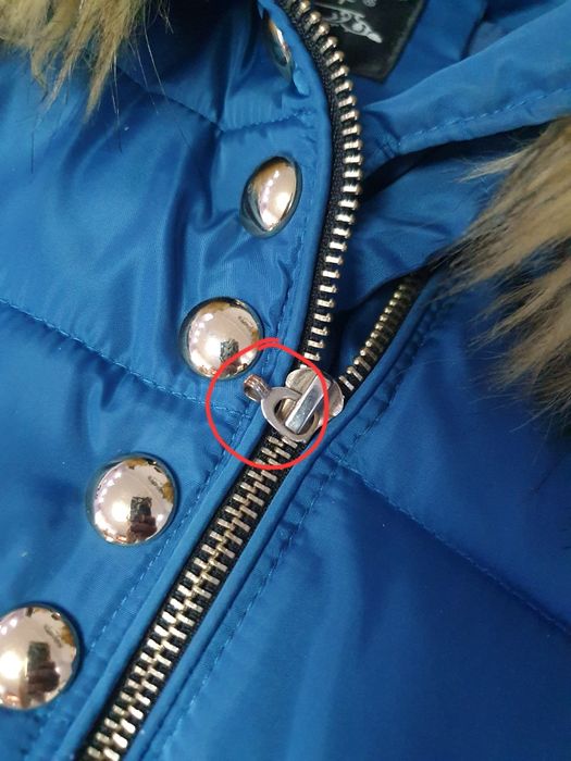 Piękna damska kurtka zimowa z futerkiem, taliowana, rozm S/M