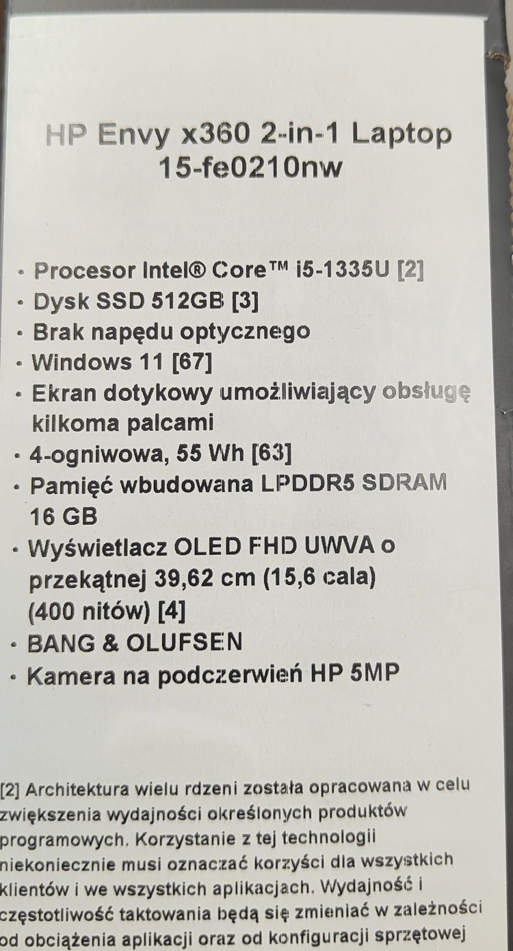 Nowy Laptop HP Envy X360 2-in-1 15-fe0210nw