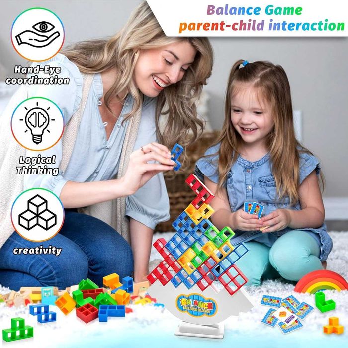 GRA TETRIS układanka 16 klocków+22 karty MONTESSORI PREZENT DZIECKO!