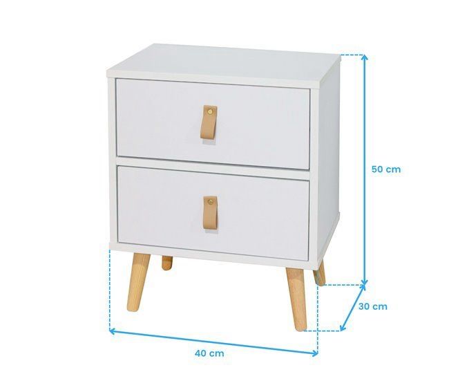 Mesa de cabeceira branca c/ 2 gavetas