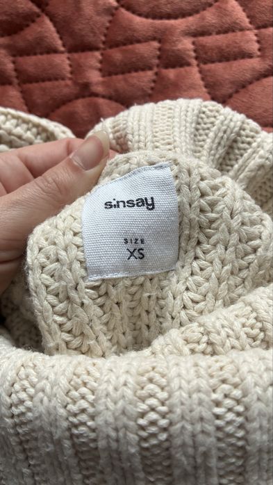 Sinsay XS/34 bezowy golf ala dziergany
