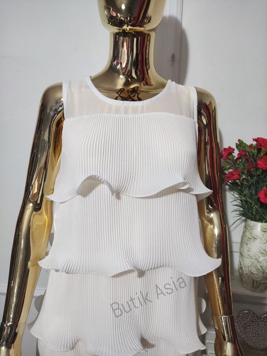 Sukienka biała falbanki 38/40 piękna 42/XL komunia chrzest damska