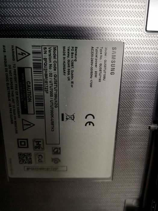Samsung GU-58TU7199 4К не робочий