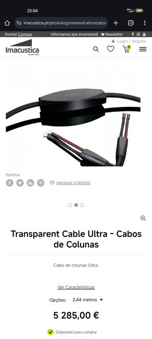 cabos de colunas Tansparent Cable Musicwave Ultra XL speaker cables