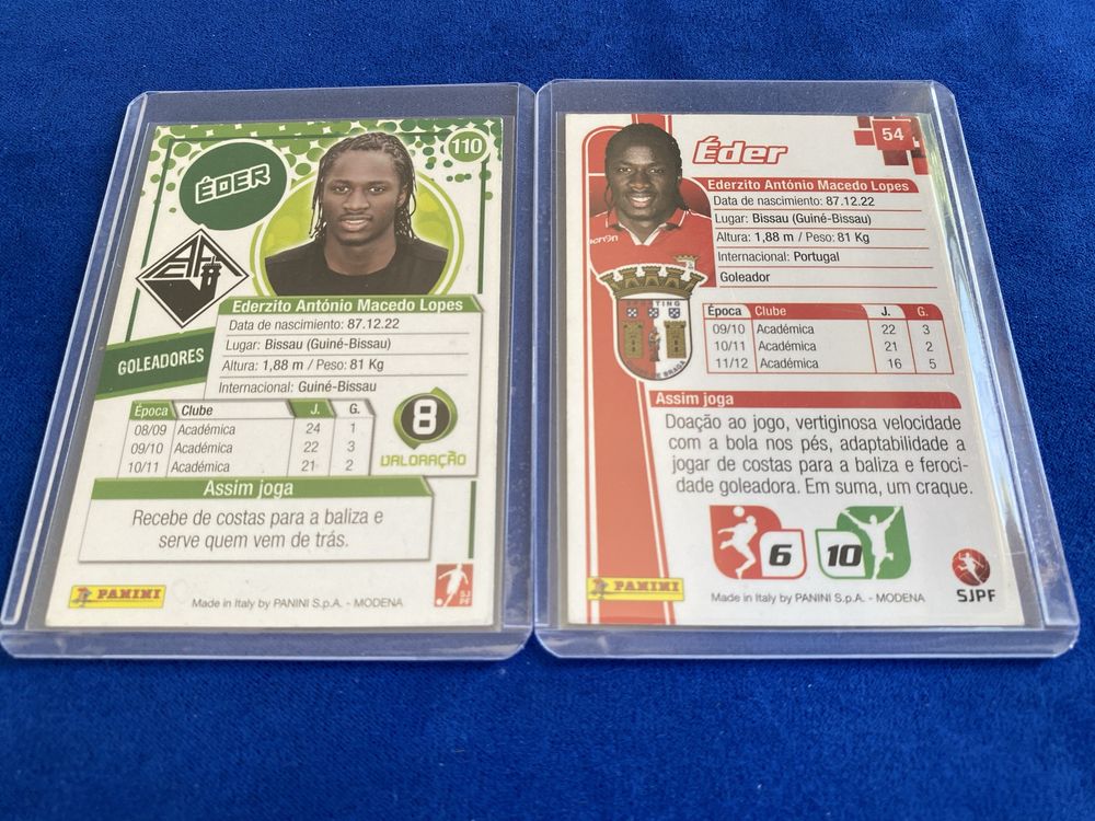 Cartas Eder Braga e Académica Coimbra Panini