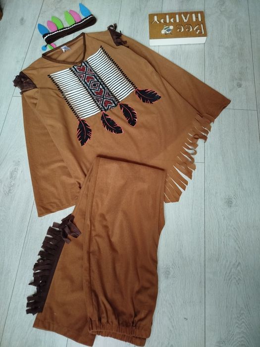 Дорослий карнавальний костюм індіанця, печерна людина.