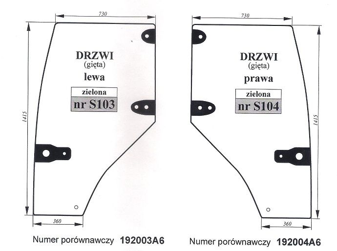 Case MX, CX, McCormick MTX, MC, CX - drzwi lewe, prawe S 103  S 104