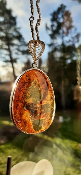 Hit Srebrny wisior z bursztynem wiosenna cena