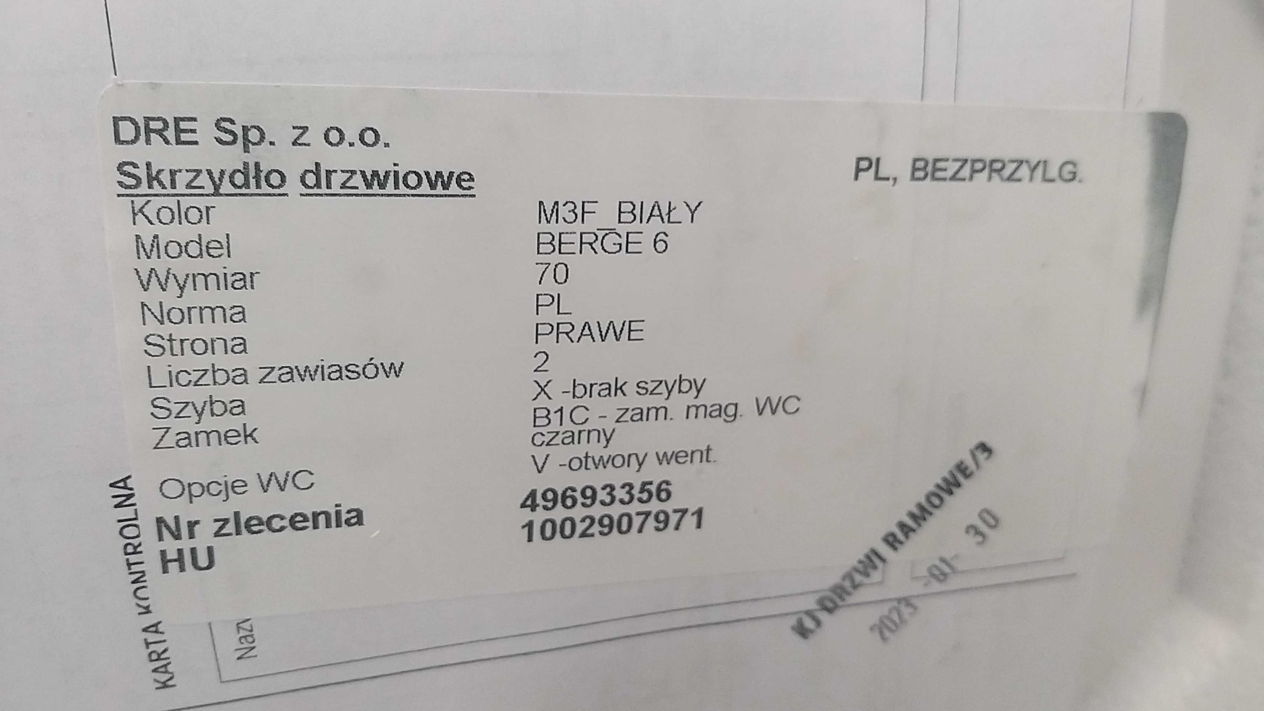 Drzwi wewnętrzne DRE białe berge 6