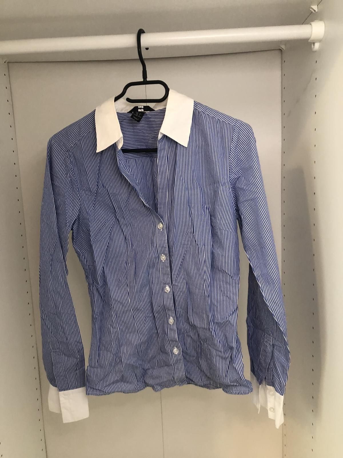 Koszula w paski biało niebieska H&M 34