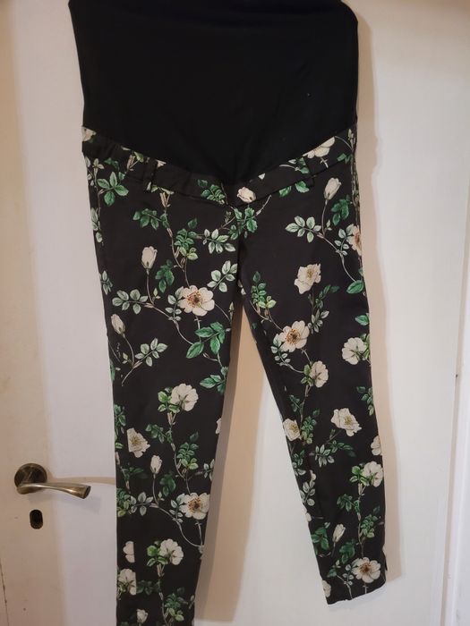 Spodnie ciążowe w kwiaty H&M Mama XL 42