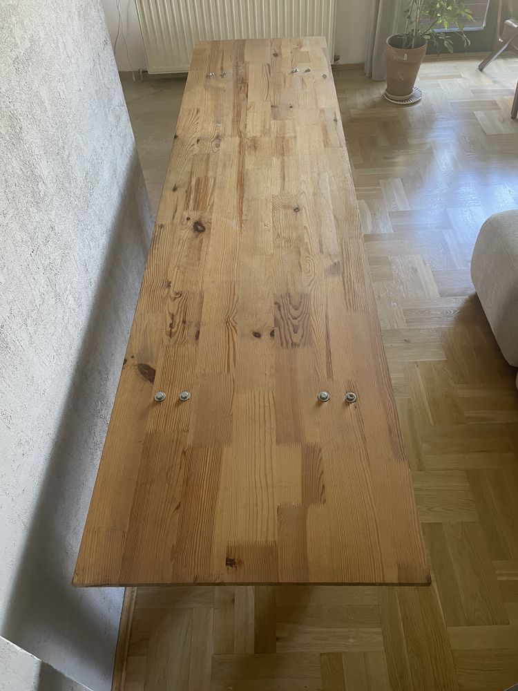 Szerokie biurko drewniane w stylu loftowym 240x60x76