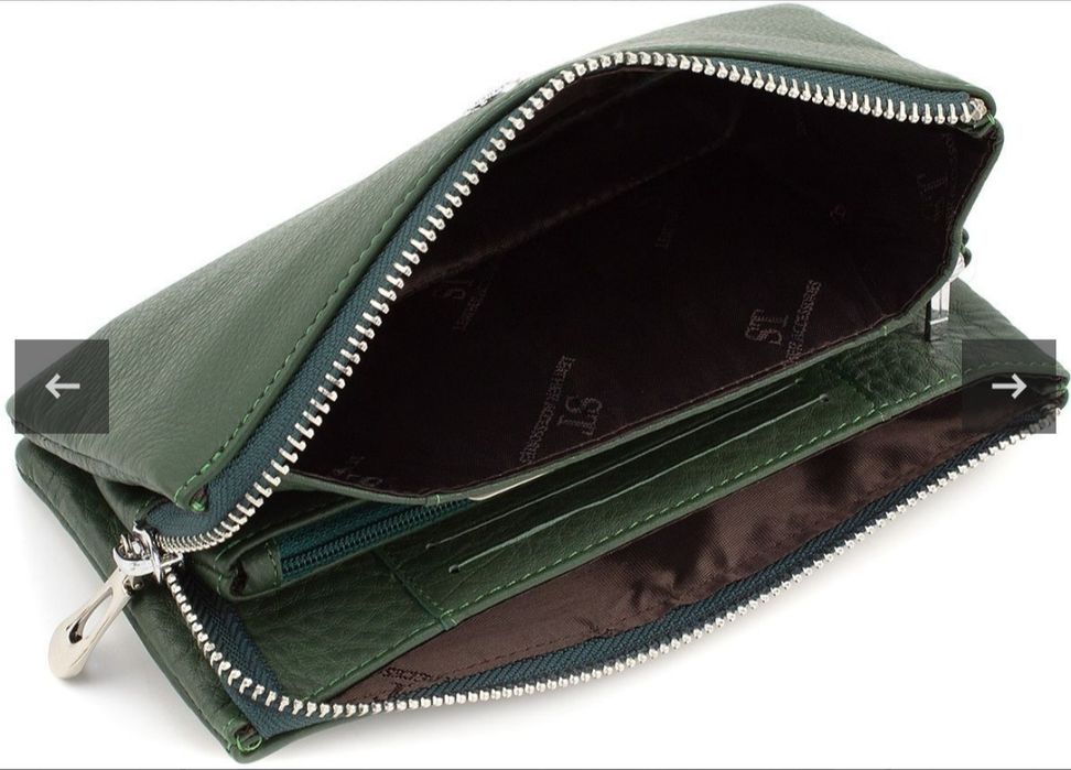 Гаманець клатч шкіряний зелений