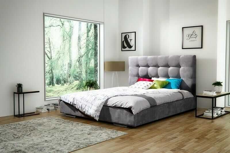 Łóżko tapicerowane, pikowane Grey 140x200cm