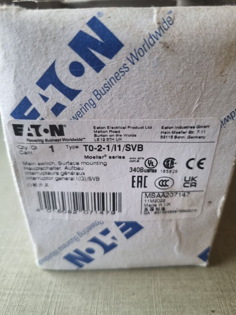 T0-2-1/I1/SVB . Eaton.  Rozlacznik trzybiegunowy. Nowy
rozłącznik, 3 b
