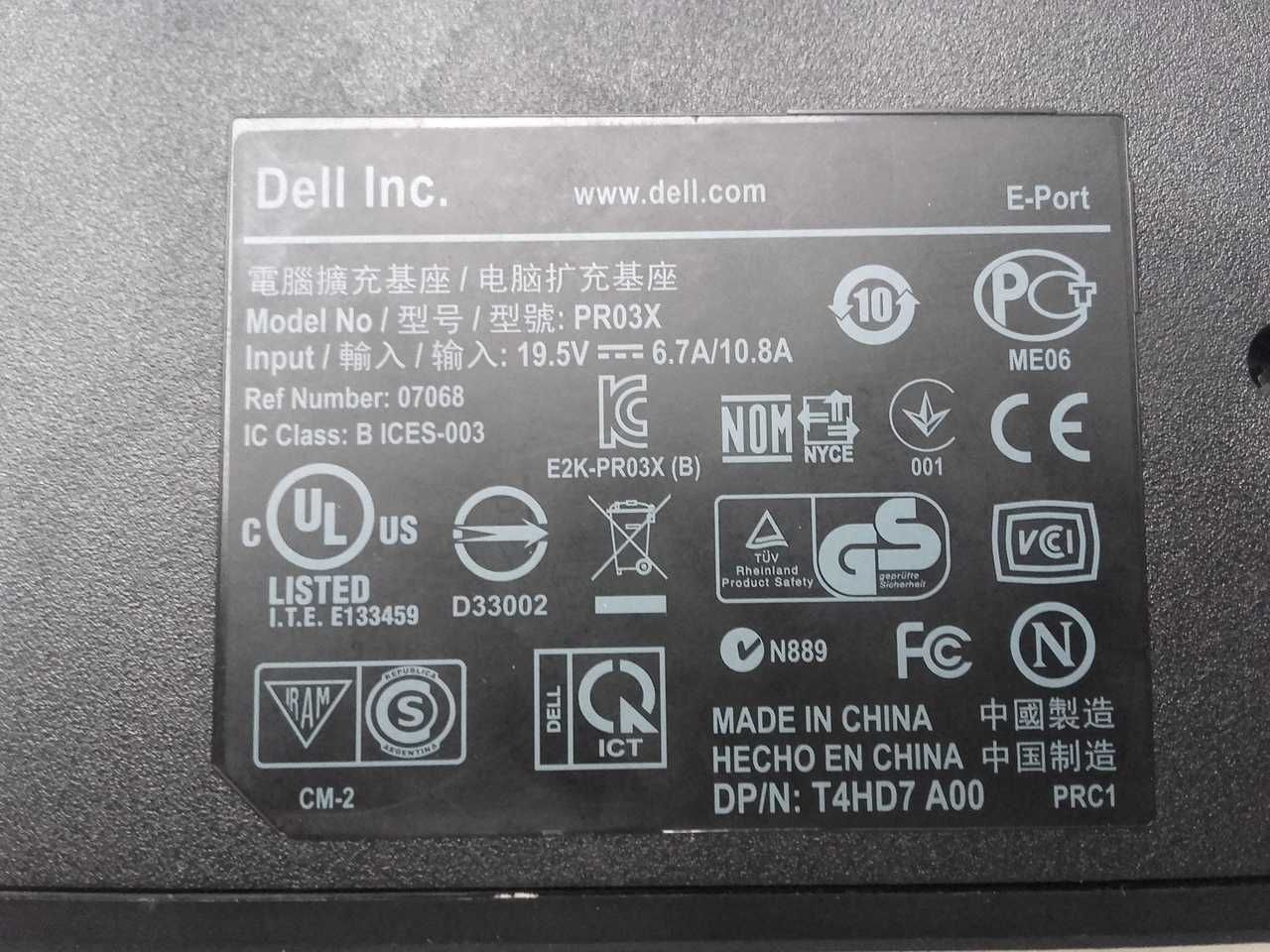 Stacja dokująca DELL, E-Port, PR03X, DP, DVI, VGA, 5xUSB, eSATAp, LAN,