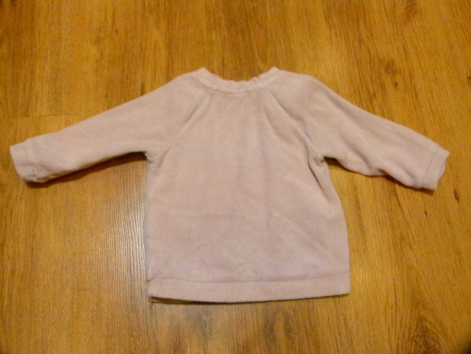 rozm 74 H&M bluza polarowa biała pudrowy róż kotek