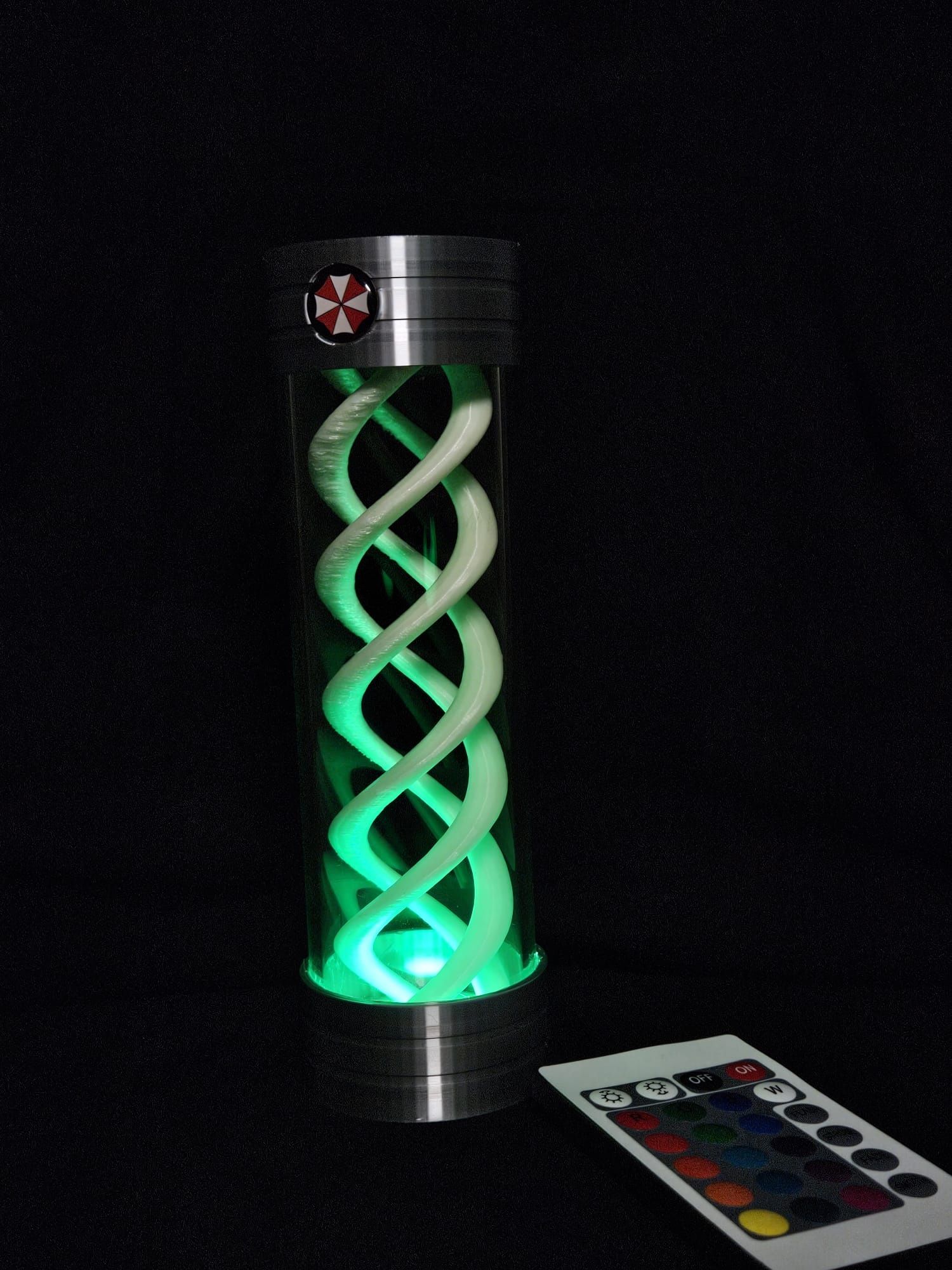 Lampada T-Virus muda de cor e filamento que brilha no escuro.
