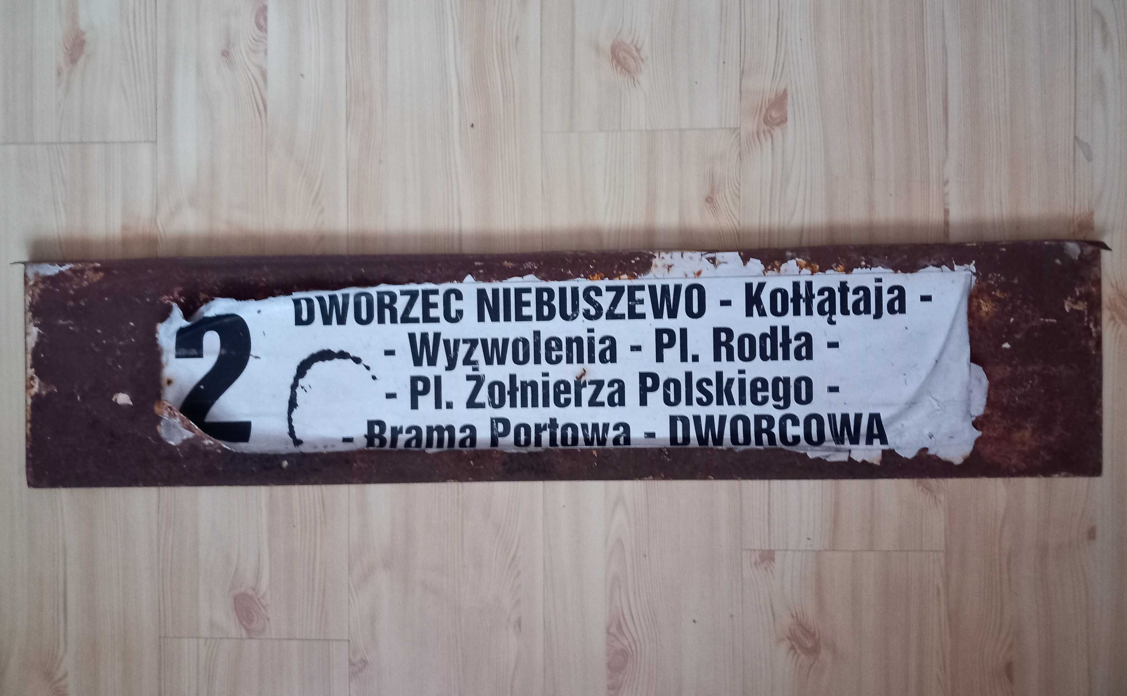 Tablica tramwajowa 2-stronna oryginał Tramwaje Szczecin Niebuszewo PRL