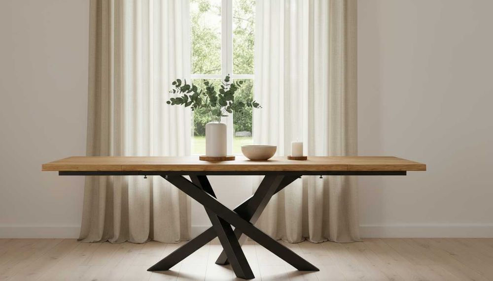 Stół dębowy BIG FAMILY | rozkładany z dostawkami | Lite drewno dębowe