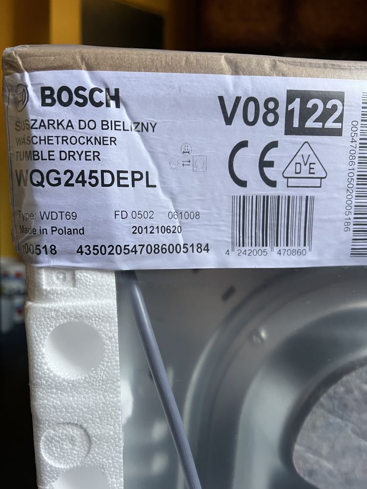 NOWA Suszarka Bosch A+++ WQG245DEPL  9kg EXCLUSIV Gwarancja 2 OKAZJA