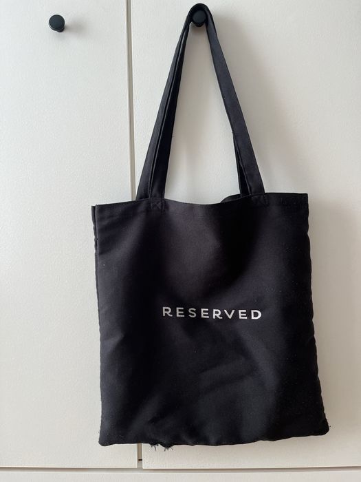 czarna materiałowa torebka torba shopper