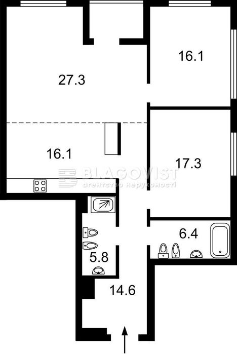 Володимирська, 86а, ЖК  Resident Concept House , 3-х кім. -105,5 м2