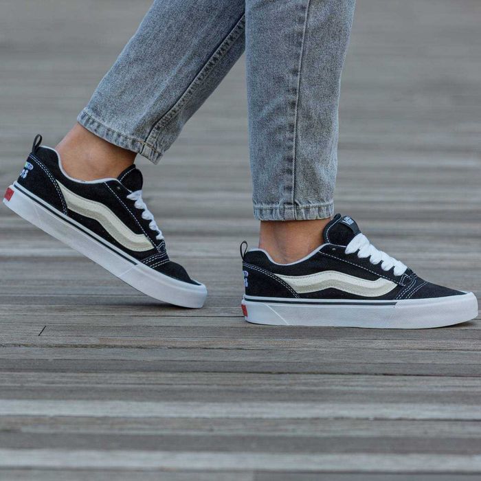 Унисекс кеды Vans KNU Stack Skool Platform Black White кроссовки ванс