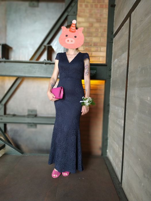 Suknia wieczorowa sukienka balowa długa na wesele studniówkę granatowa