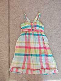 r.134 L.O.O.G. by H&M Cieniutka przewiewna sukienka w kolorową kratę