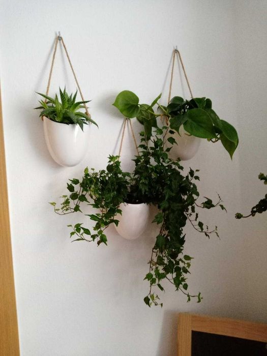 Zestaw 3 doniczki wiszące na kwiaty dekoracja dom na ścianę kwiaty