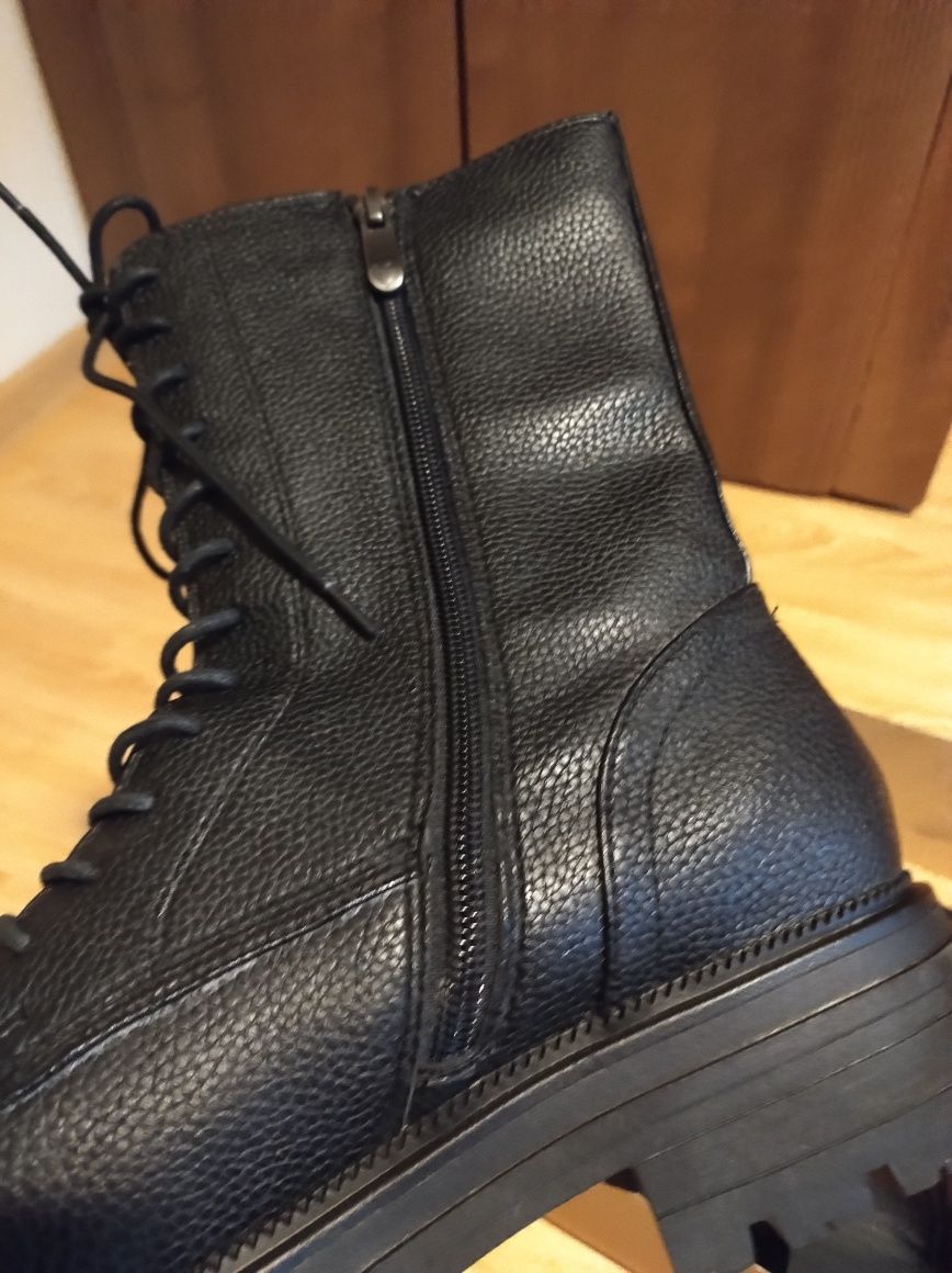 Czarne buty damskie botki skóra naturalna polski producent rozmiar 40