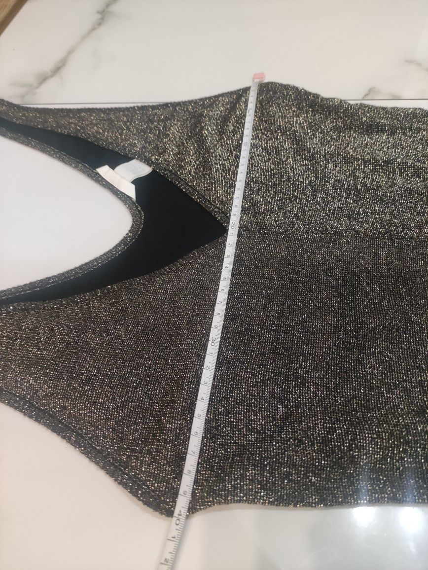 H&M sukienka MIDI ze złotą nitką M rozporek z przodu święta sylwester
