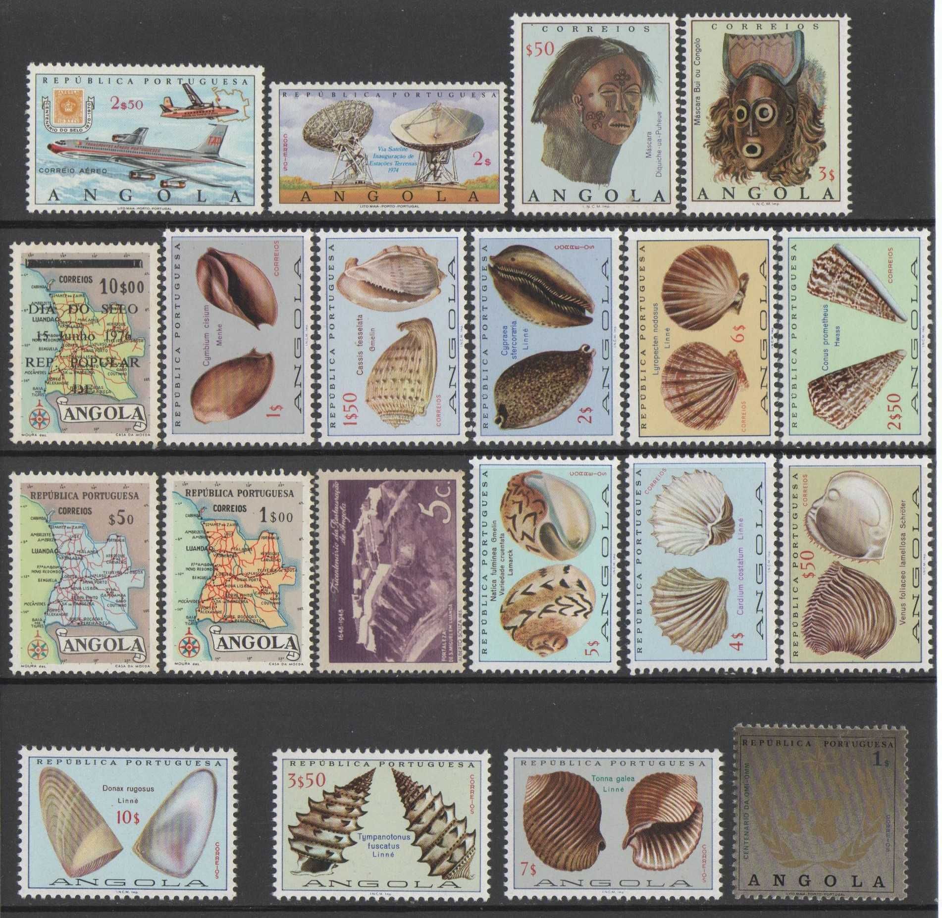 Filatelia: Angola - 80 selos novos e usados