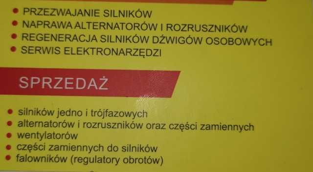 Przezwajanie silników, naprawa alternatorów i rozruszników