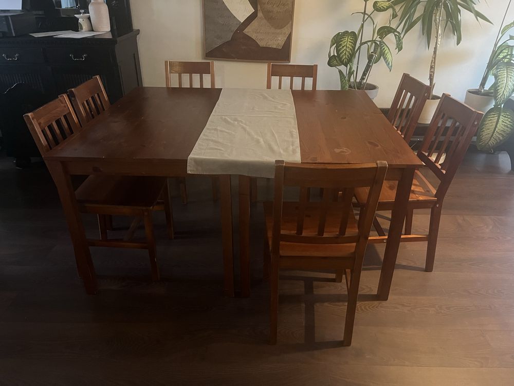 Stół drewniany 1szt kolor brąz