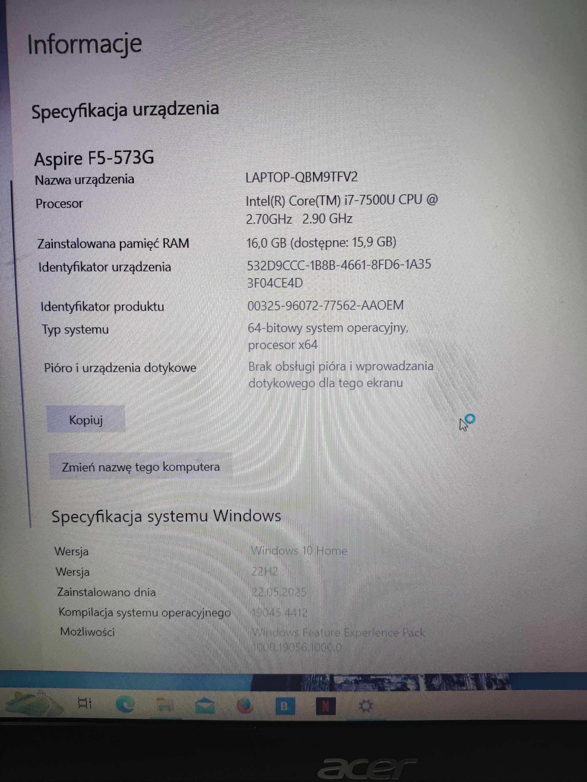 Laptop Acer Aspire F5 573G i7 16GB RAM 1Tb + 240 ssd GeForce 940MX