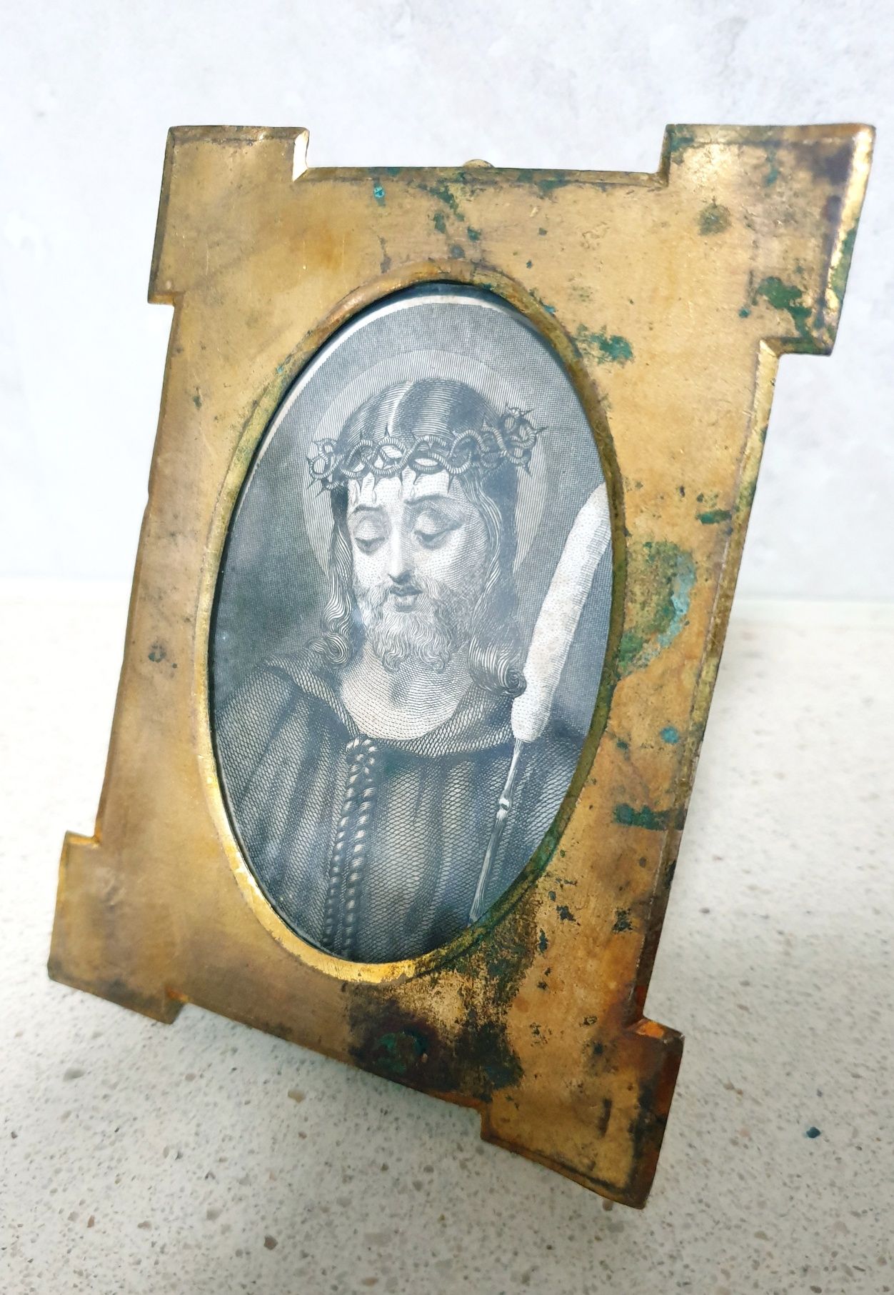 Antiga imagem de Cristo em moldura dourada Sec. XIX