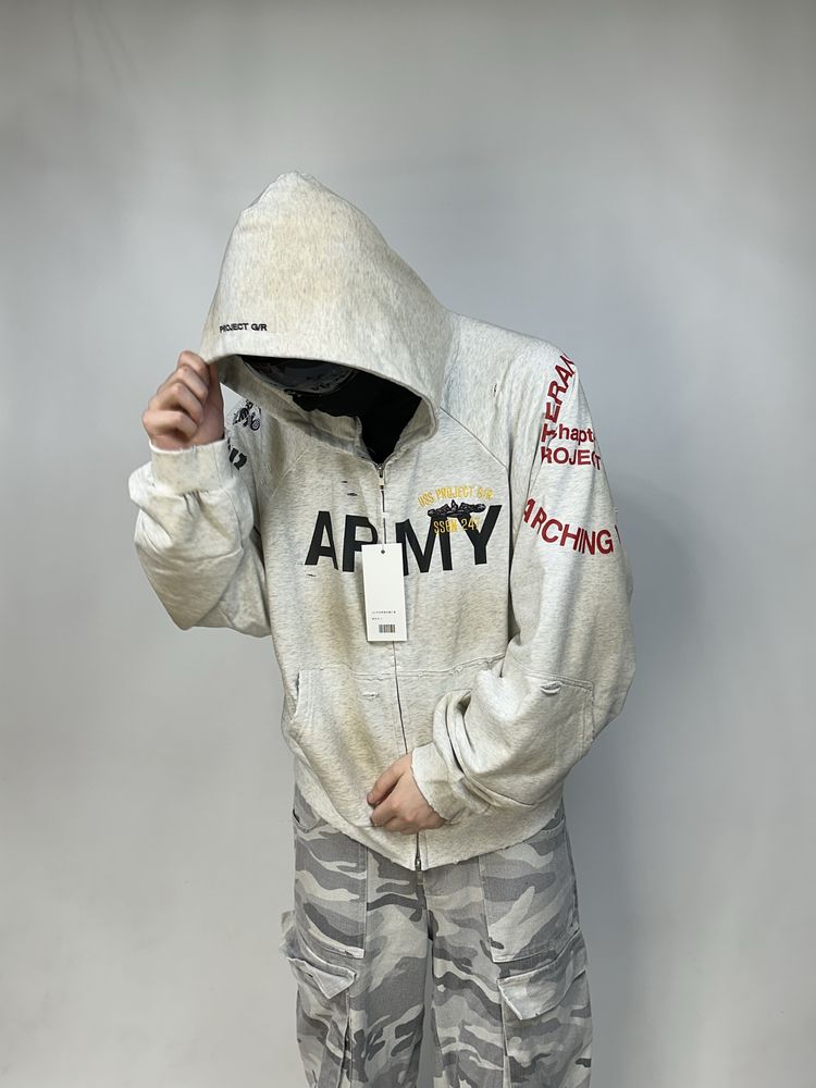 Project G/R Grailz zip up hoodie худи серая сіре худі зіпка зип