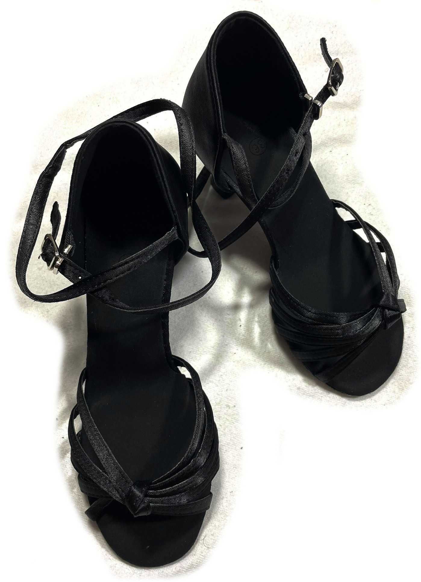 Nowe buty do tańca Latino 39 czarne 7 cm supełek