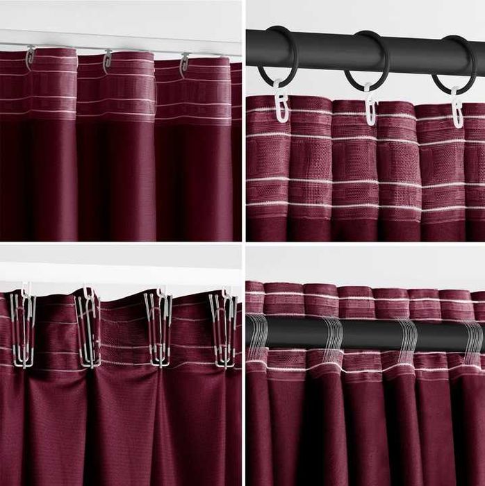 Zasłona welurowa velvet szarfa upi. na taśmie wave multi 140x270 Bordo