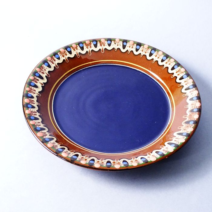 folk ręcznie malowany naścienny gliniany talerz patera