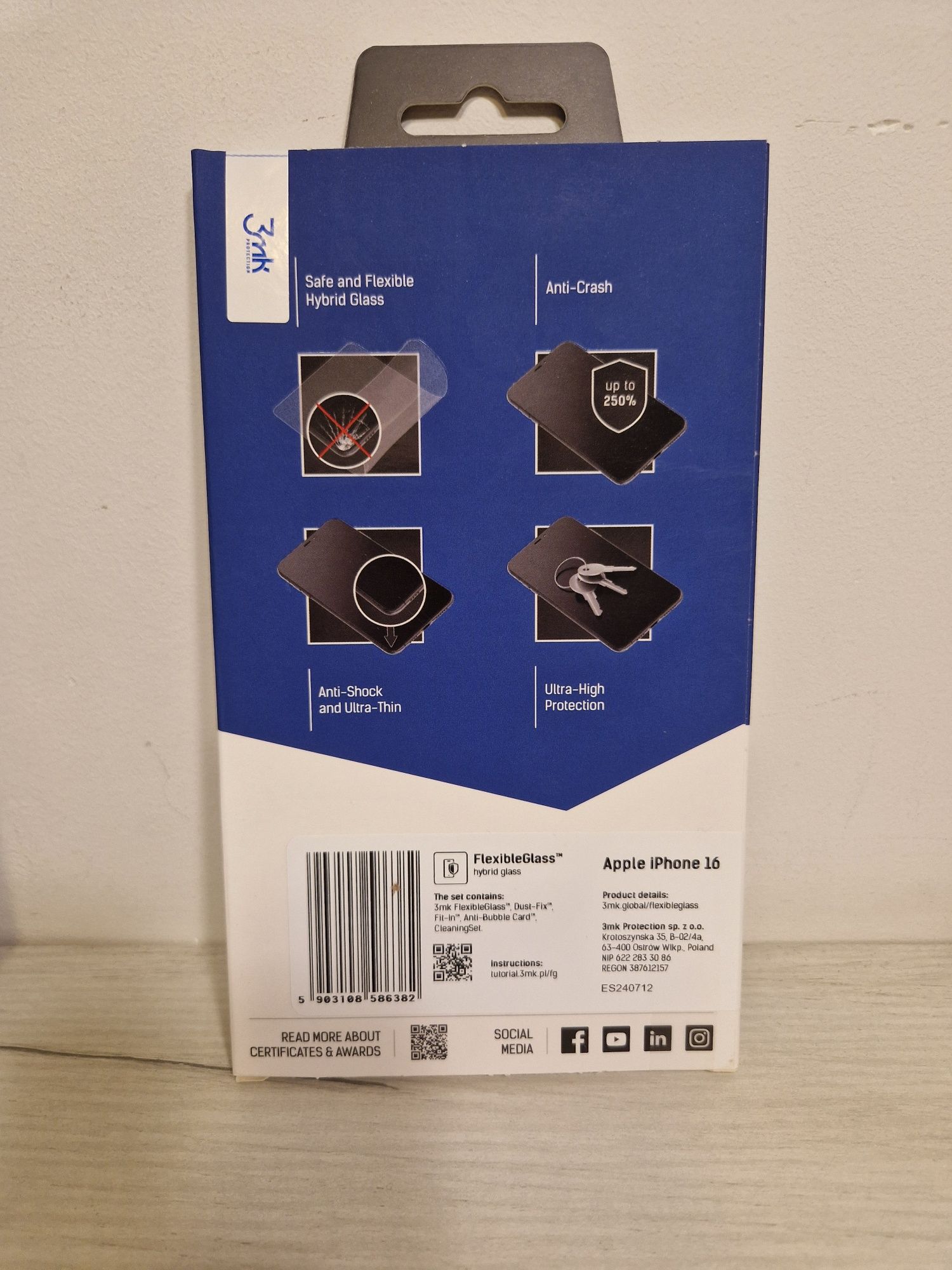 Hartowane szkło hybrydowe 3MK FlexibleGlass do Iphone 16