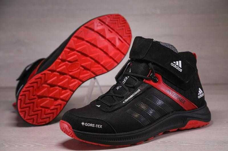 Зимние кроссовки ADIDAS TERREX (A-7) кожаные черно-красные р-ры:41-45