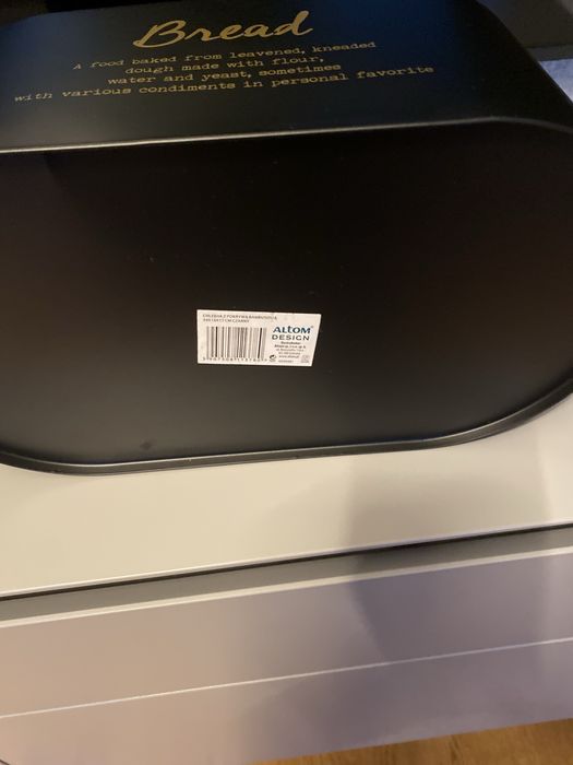 Chlebak z pokrywką  bambusową - deska do krojenia, czarny Altom Design