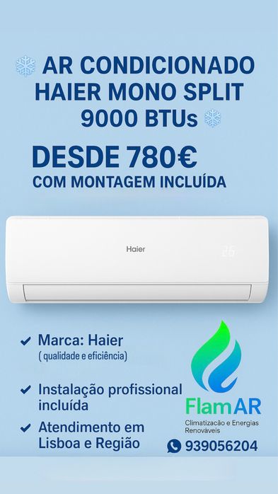 Ar condicionado Novo , com montagem incluída .