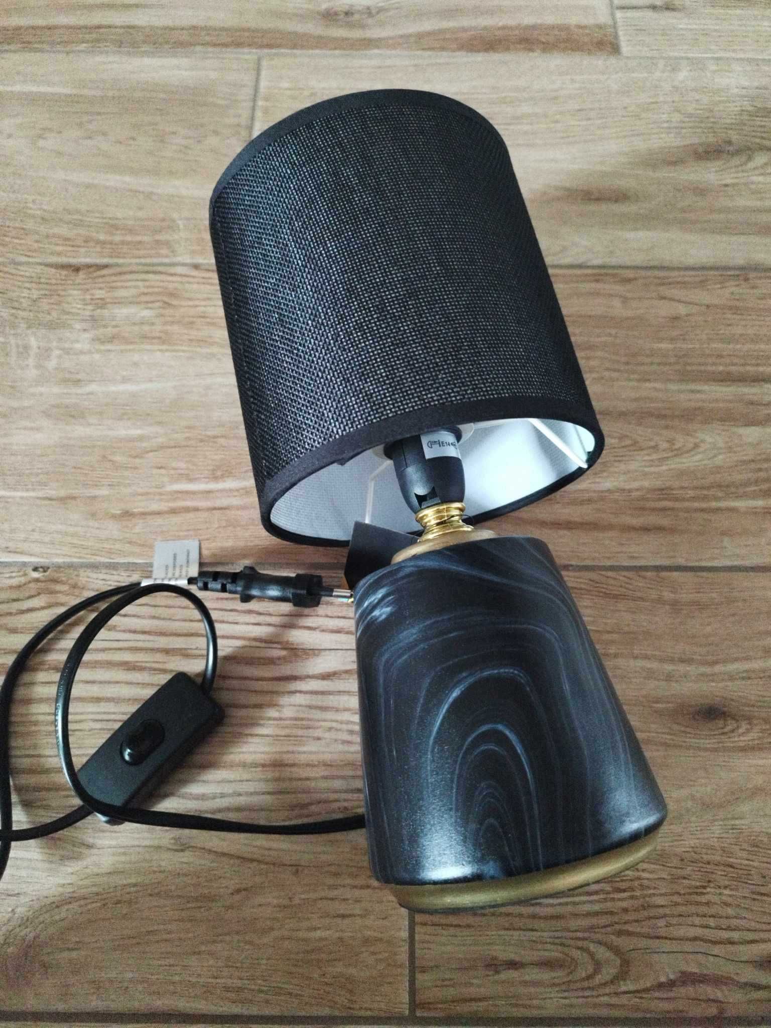 Lampa stołowa z abażurem czarno-złota 27 cm